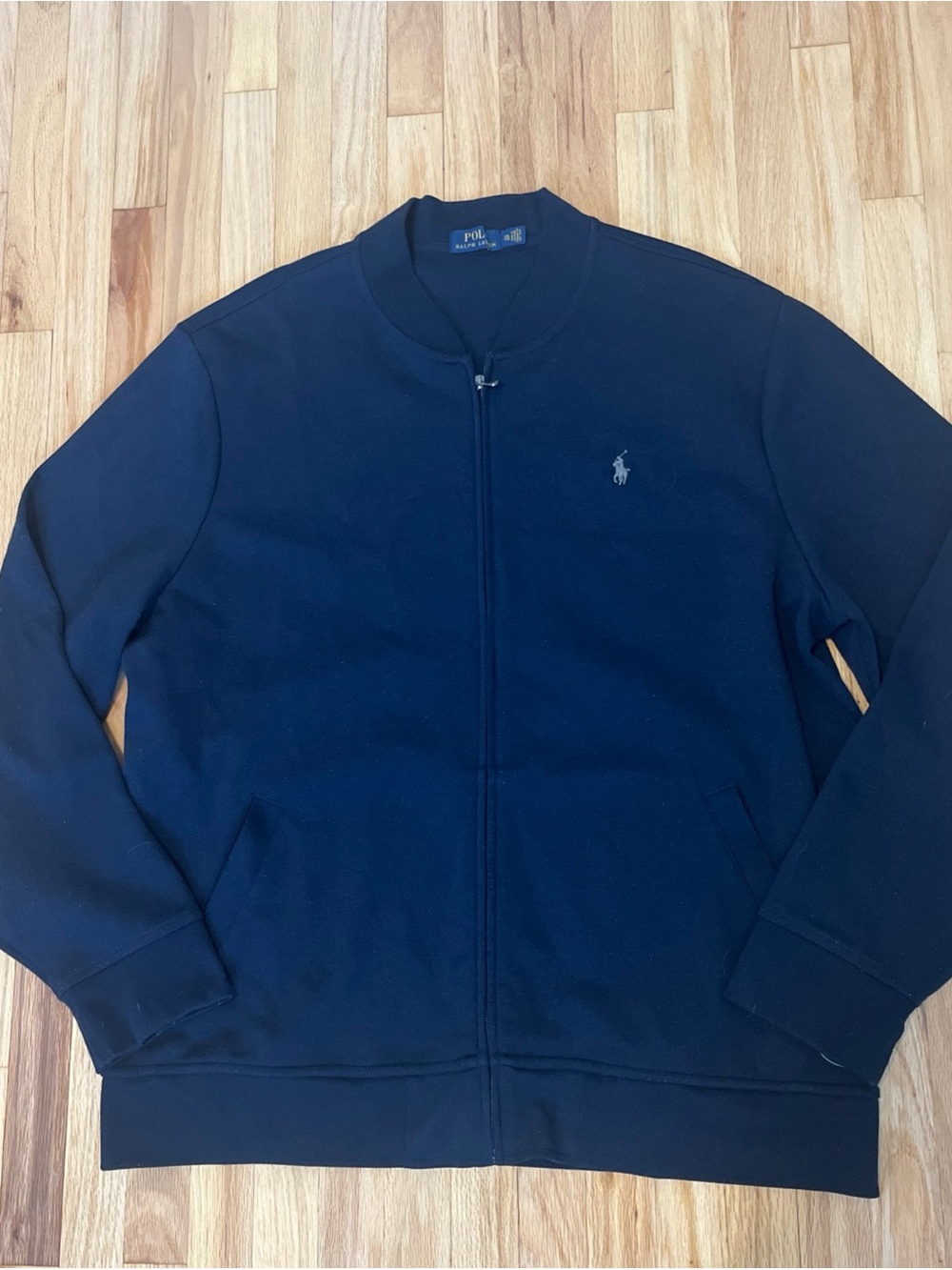 Polo Ralph Lauren Bomber Jacket Navy Blue Size 2XL Full Zip Logo Accent